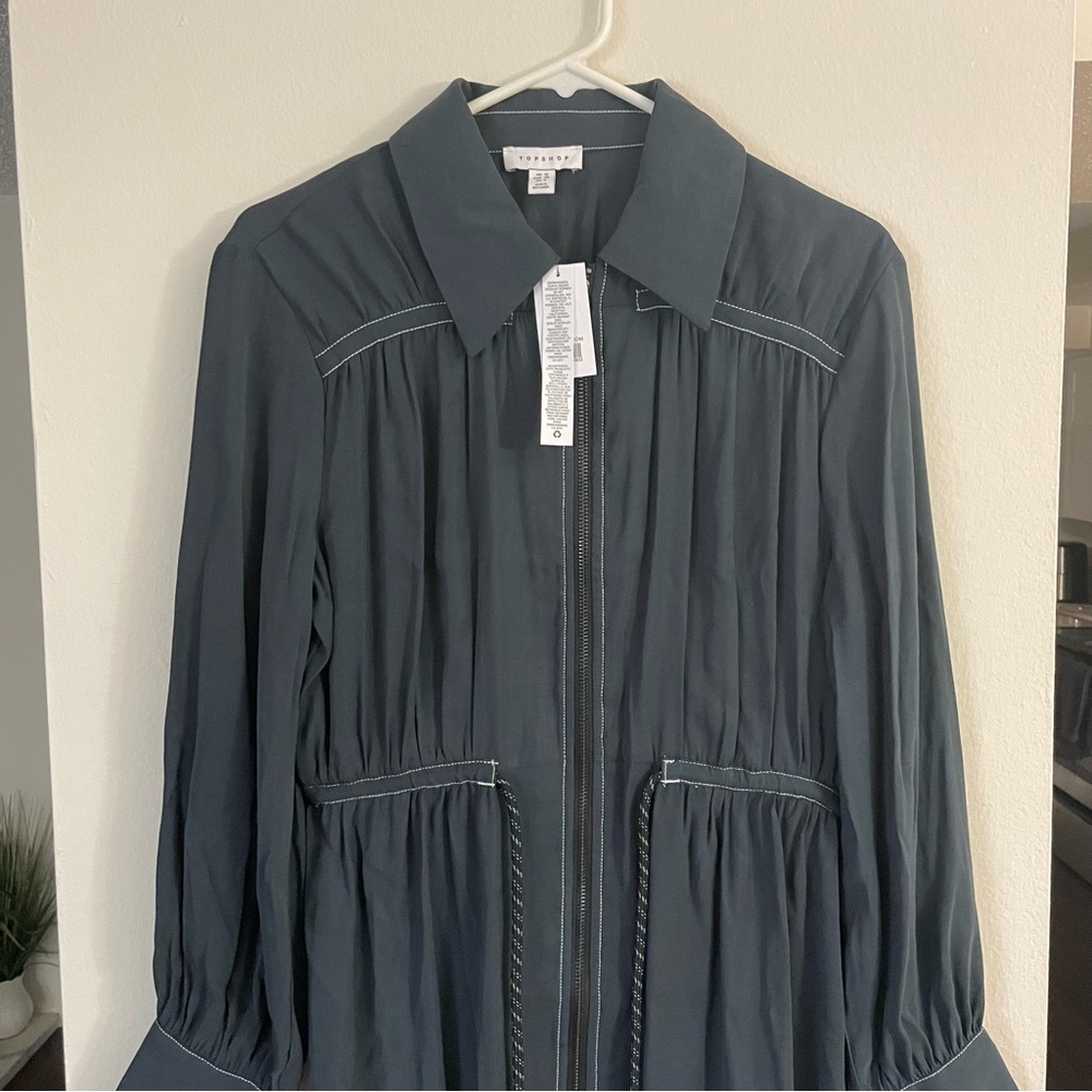 NWT ASOS Topshop Navy Blue long sleeve dress size 6 - Picture 3 of 6